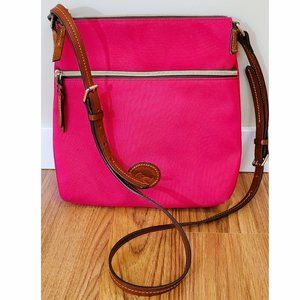 Dooney & Bourke Hot Pink Crossbody with Brown Leather Trim